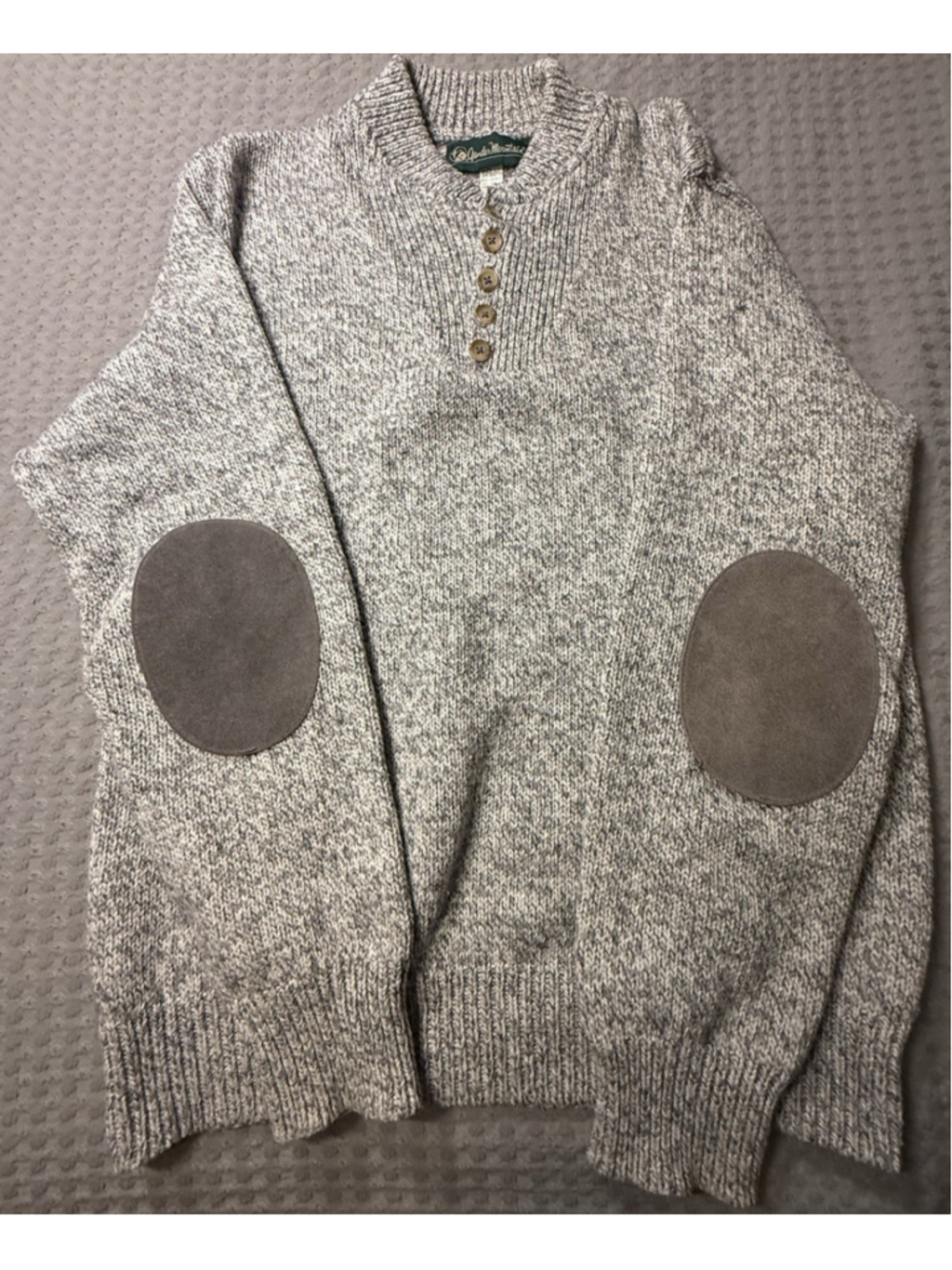 Vntg Mens Gander Mountain Gray Wool Blend Henley Sweater Size Medium-Large